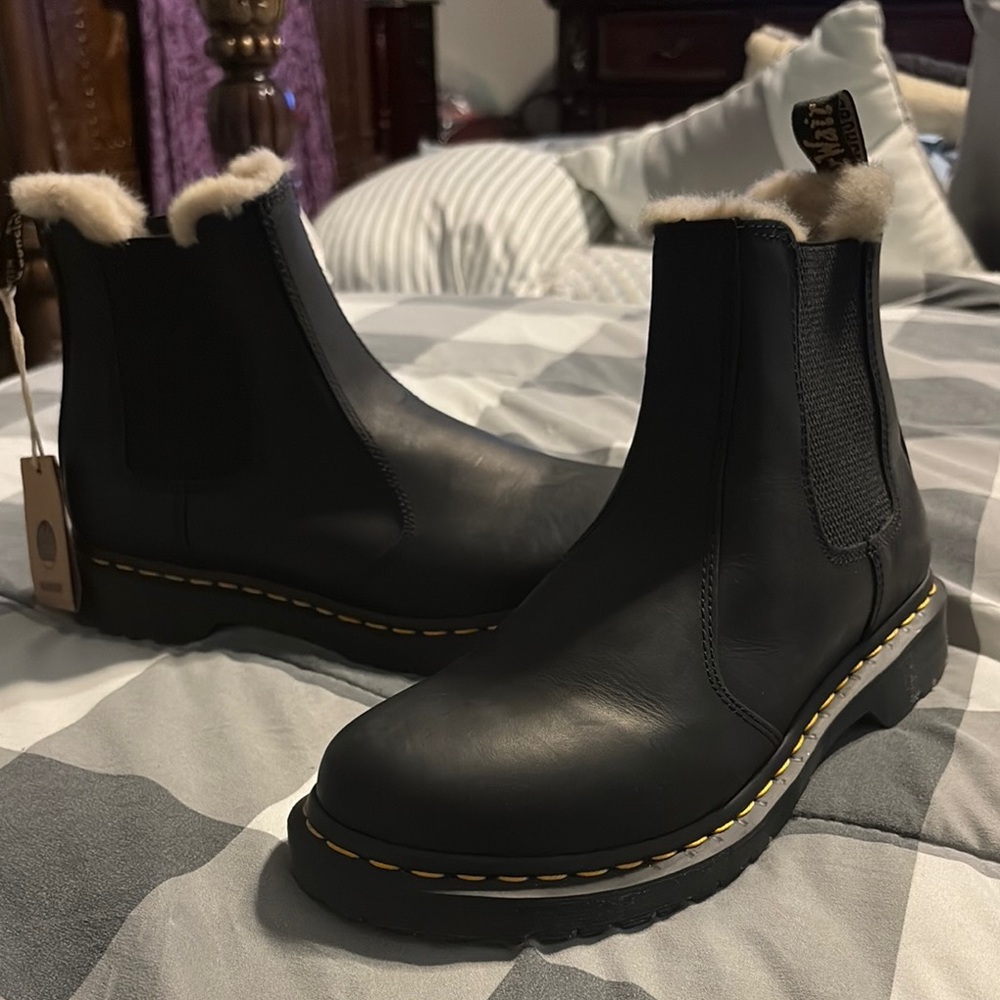 Dr. Martens Black Ankle Boots with Cream Lining